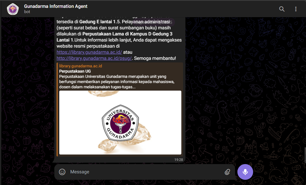 Gunadarma Telegram Chatbot